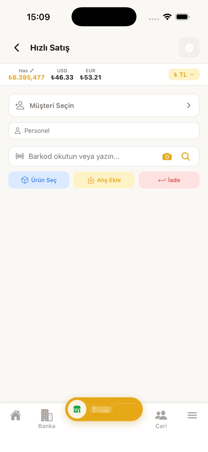 Hızlı satış ekranı